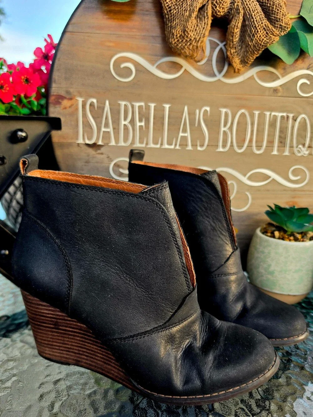 Lucky Brand Yinan Stacked Wedge Booties